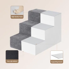 Dog Stairs For Bed 18" H, 4-Step Dog Steps For High Bed, Pet Steps For Small Dogs And Cats, Non-Slip Balanced Pet Ramp Indoor, Grey - Grey - View 2