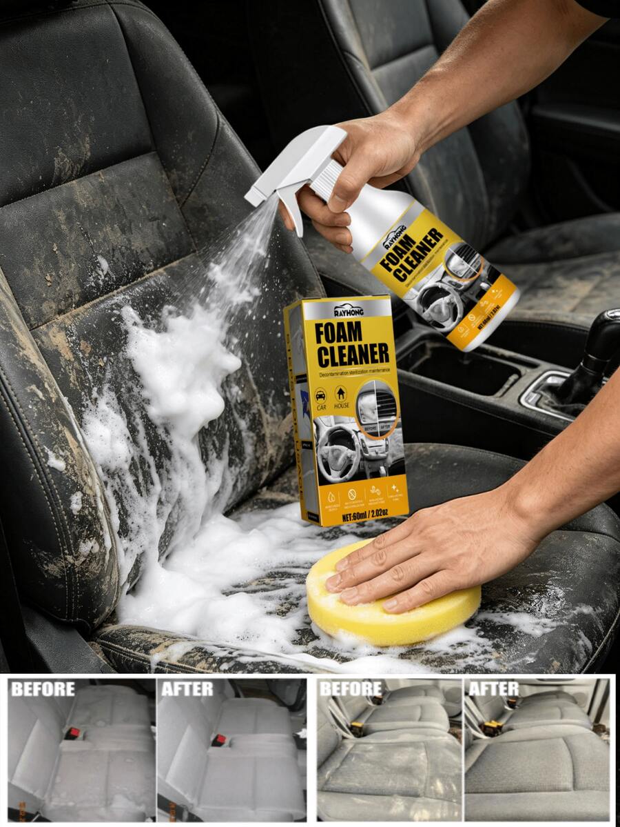 Pembersih Busa Interior Mobil Rayhong, Desain Tanpa Air Praktis dan Bebas Khawatir, Mudah Membersihkan Jok Mobil, Plafon, Dasbor, Interior Pintu, dan Area Lainnya. Formula Lembut Tidak Merusak Material Interior. Penting untuk Pembersihan dan Perawatan Harian, Mudah Mengembalikan Interior ke Tampilan Asli yang Bersih dan Segar. (Produk Telah Diperbarui, Kemasan Luar Sedikit Berbeda, Efek Sama, Kemasan Baru dan Lama Didistribusikan Secara Acak) - Liquid - View 1