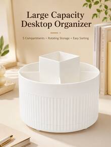 Organizer Meja Putar 360° dengan 5 Kompartemen Tempat Pena, Penyimpanan Alat Tulis Portabel untuk Pena, Pensil, Penggaris, Rak Penyimpanan Meja Putar Minimalis, Cocok untuk Kantor dan Kamar Tidur, Penyimpanan Alat Tulis Hemat Ruang - Satu ukuran cocok untuk semua - View 10