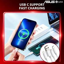 ASUS Kabel Pengisian Cepat 3-in-1, 1,2m/4ft, Kabel Pengisian Multi-Port, Dikepang untuk Ketahanan dan Anti-Putus, Kompatibel dengan iPhone 17 Pro Max, 16 Pro/15/14/13/12 dan Smartphone Lainnya. Antarmuka USB A ke Lightning/Type C/Micro USB. Cocok untuk ponsel, laptop, tablet, headphone, dan perangkat pintar lainnya. - Putih - View 3