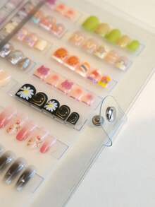 1pc Press-On Nail Storage Album, Transparent Storage Book, Acrylic Pages, Detachable, Portable Press-On Nail Storage Album - Clear - View 2