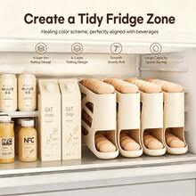 4-Tier Automatic Rolling Egg Dispenser, 28 Eggs Capacity Fridge Egg Holder, Space Saving Plastic Egg Storage Rack For Kitchen Counter Cabinet - View 4