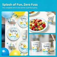 Summer Duck Pattern Disposable Plates, Napkins And Cups - 10 Person Party Supplies Set, Suitable For Birthday, Wedding, Theme Party, Family Picnic And Other Occasions - Multicolor - View 4