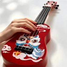 1 Guitar, 22-Inch Instrument, Toy Guitar, Suitable For Beginners And Guitar Enthusiasts For Practice, 4 Strings, Adjustable Strings, Gift For Boys And Girls, Ideal For Travel Photos, Entertainment Instrument - Multicolor - View 6