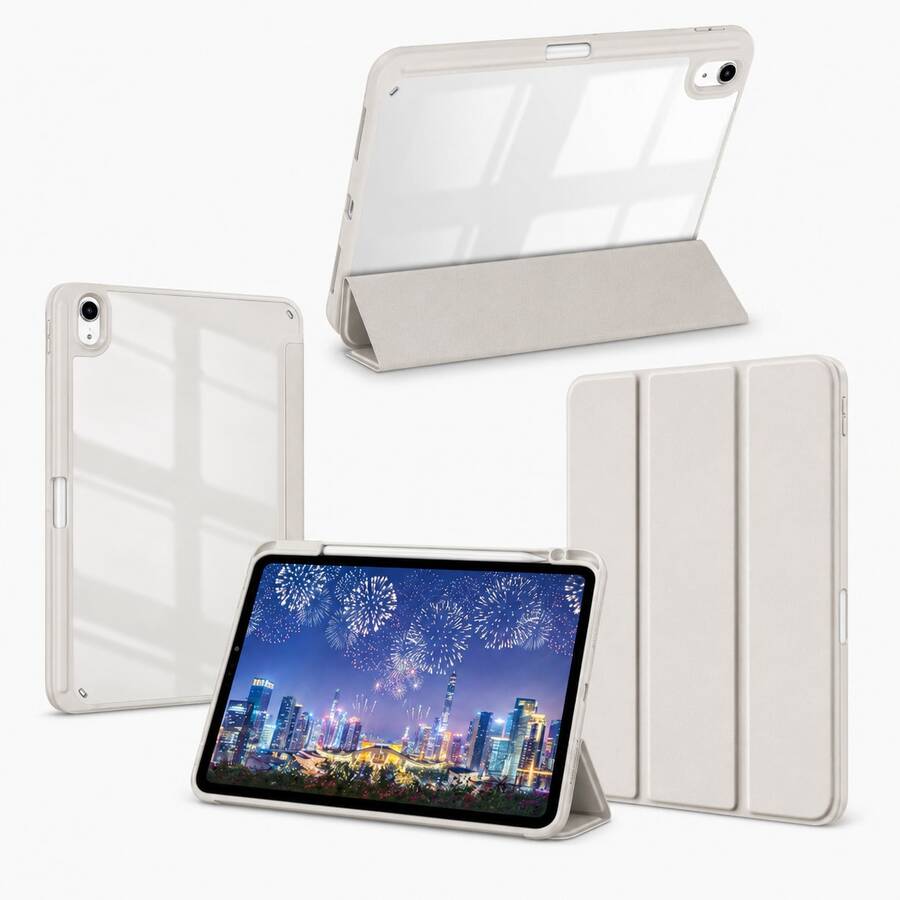 1pc Grey Smart Protective Case, Compatible With IPad 10th Gen, 11th Gen 10.9 Inch, Air 7 13 Inch, Transparent, Supports Wake/Sleep/Storage Function, With Pen Slot, Anti-Drop Stand, Tablet Leather Material - Grey