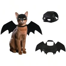 1pc Black Pet Bat Wings Costume - Halloween Vampire Cat/Dog Wings With Buckle Design, Lightweight Polyester Material, Suitable For Small Dogs And Cats - Halloween Party Outfit And Photo Prop, Easy To Wear And Durable Pet Clothing, Holiday Animal Costume - Multicolor - View 4
