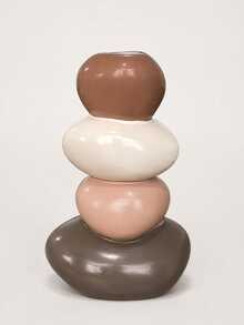 1pc Stacked Stone Vase, Modern Aesthetic Good Luck Desktop Sculpture, Multi-Functional Desktop Flower Container - one-size - View 7