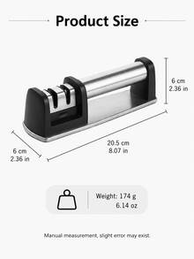 1pc 2-Stage Knife Sharpener, Coarse And Fine Grinding Slots, Detachable Grinding Head, Stainless Steel Kitchen Knife Sharpening Tool, Stable Base, Suitable For Home Cooking - Multicolor - View 8