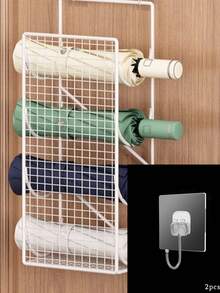 1/2pc No-Drill Wall-Mounted Hair Tool Organizer, 4-Compartment Large Capacity Hair Care Storage Box With Extra Hooks, Space-Saving Bathroom Accessory, Suitable For Hair Dryer, Curling Iron, Flat Iron And Styling Tools, Cosmetics Storage, Room Decor - Multicolor - View 7