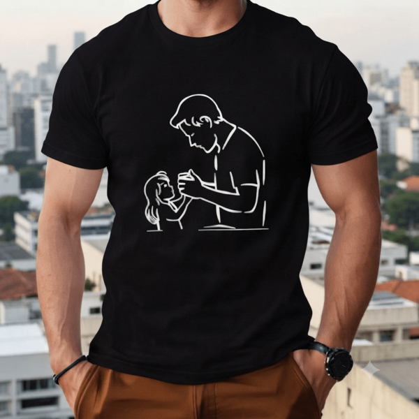 Camiseta Dia dos pais, estampada pai e filha, camisa de qualidade 100% algodão Verão e outono muito confortável