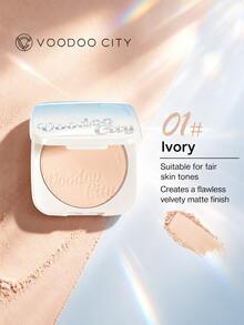 voodoo city Soft Focus Oil Control Pressed Powder 20g Large Capacity Matte Setting Powder Lightweight Pore Concealing Face Powder Oil Control Smooth Natural Makeup Finish Long-Lasting Ivory - 01 - View 8