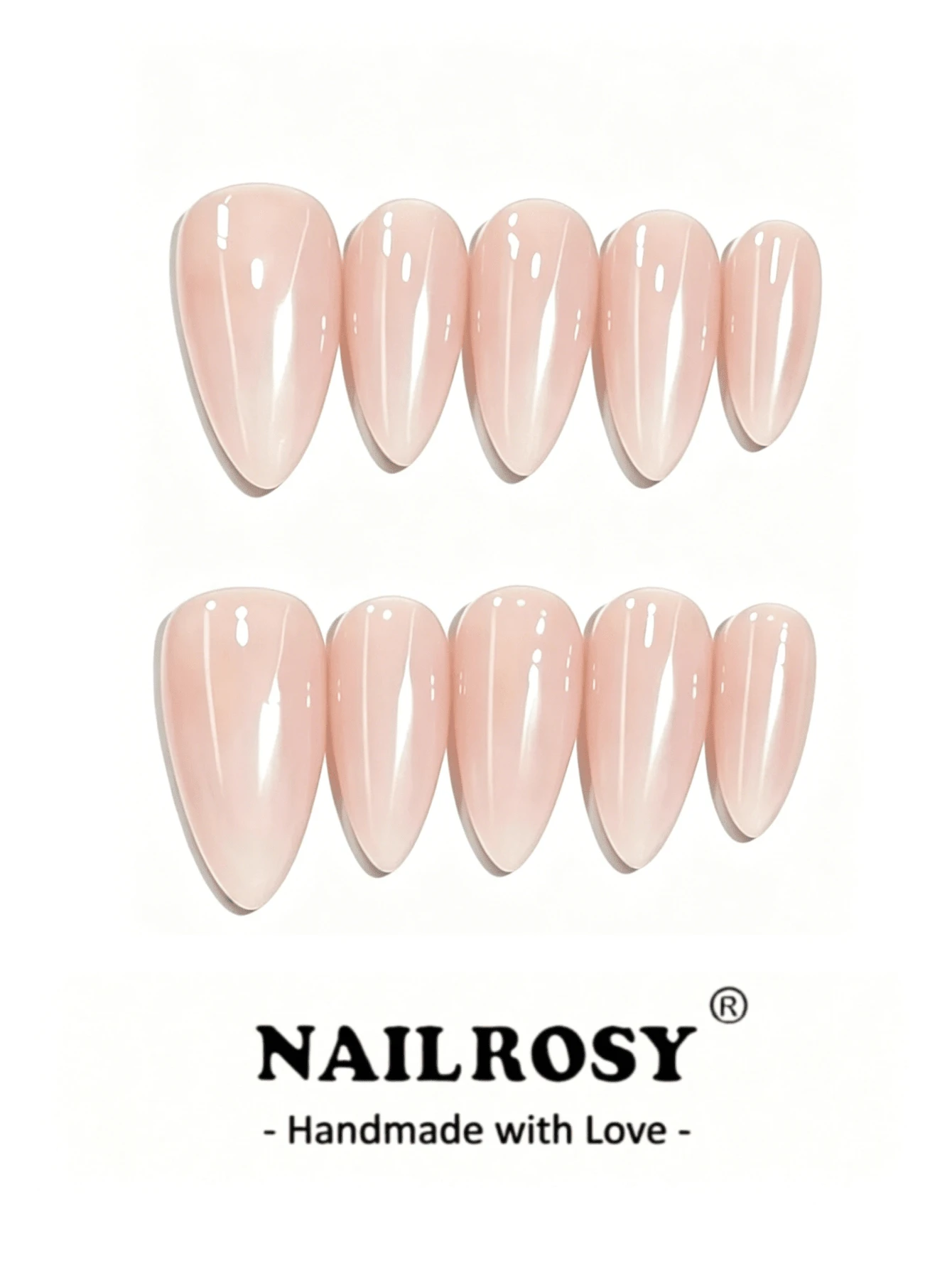 nailrosy 10件組手工美甲貼片，中長杏仁形，杏色與奶油白，法式美甲用品，海灘必備假指甲貼，美甲工具，可愛短款假指甲，壓克力水鑽裝飾，適合派對、舞蹈、生日禮物與婚禮，返校季學院風、婚禮、畢業舞會、Y2K柔和復古