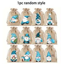 1/12/24pcs Christmas Burlap Drawstring Gift Bags, Christmas Gnome Linen Packaging Bags With 12 Random Cartoon Pattern Designs, Reusable Christmas Linen Bags, Small Christmas Gift Bags For Holiday Party Supplies - Multicolor - View 8