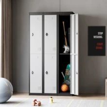 1PCS Heavy-Duty Tall Metal Locker With Lock, 2 Doors, Hanging Rod & Adjustable Shelf, Ventilated Rustproof Structure, Easy Assembly For Office, School, Gym, Garage, Grey+Black - Light Gray+Black - View 4