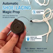 Automatic Shoelace Magic Prop, Battery-Free Self-Threading Shoelace Tool, Suitable For Street Performance And Party Fun - Black and White - View 3