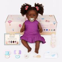 BABESIDE Lifelike Reborn Baby Dolls Girl Black 22 Inch Soft Feeling Realistic-Newborn Baby Dolls Cute Real Life Baby Dolls With Gift Box For Kids Age 3+ Realistic Babies,Baby,Reborn Baby ,Kids Toy,Realistic,Lifelike Baby Dolls,Toys ,Doll Toys - Purple - View 3