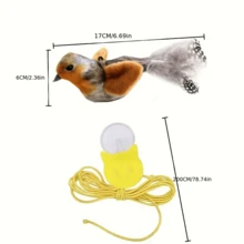 2pcs/Set (Bird Toy + Rope) Interactive Realistic Bird Cat Toy With Hanging Rope - Plush Prey Simulation Suitable For Indoor Play - Realistic Yellow Head & Green Feathers Applicable To Kittens, Adult Cats And All Breeds & Ages Pet Holiday Gift - Multicolor - View 7
