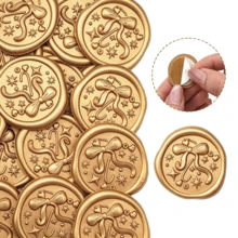 20 PCS/PACK 3D Wreath Heart Wax Seal Sticker,Wedding Invitation Envelope Seal Stickers,Self- Adhesive White Flower Stickers, Perfect For Invitation, Gift Wrapping, Christmas - Bow - Brown - View 2