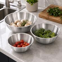 4Pcs/3pcs/1pc Stainless Steel Cooking Mixing Bowl With Scale, Japanese Style Thickened Mixing And Kneading Bowl For Home Use, Egg Beating, Salad, Baking - Silver - View 10