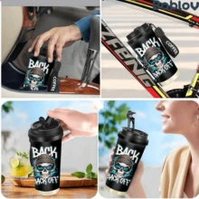 1/5pcs 18oz Stainless Steel Coffee Tumbler, Street Graffiti Skull BACK OFF Cool Punk Print Travel Mug, Multi-Function Flip Straw Lid, Black COFFEE Lanyard Strap, Ideal Gift For Street Art Punk Tattoo Fans, Suitable For Bar Skate Park Party Daily - Skeleton - View 7