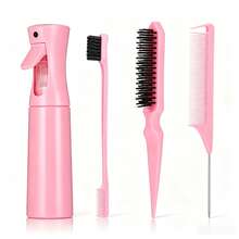 Multi-Function Hair Styling Set, Hollow Massage Comb, Steel Needle Tail Comb, Hair Styling And Braiding Auxiliary Tools - Pink - View 2