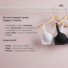 Set Of 3 Reinforced Bras With Padded Cups For Support, Style And Comfort - Black, White And Beige - 彩色 - 查看 9