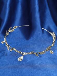 1pc Crystal Leaf Headband, Crystal Hair Accessory, Rhinestone Headband, Bridal Wedding Hair Accessory, Vintage Leaf Necklace, Rhinestone Forehead Ornament, Bridal Hair Accessory - Multicolor - View 10