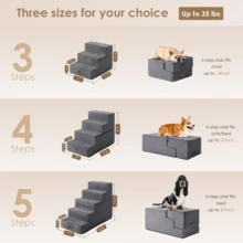Dog Stairs For Bed 18" H, 4-Step Dog Steps For High Bed, Pet Steps For Small Dogs And Cats, Non-Slip Balanced Pet Ramp Indoor, Grey - Grey - View 1