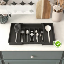 1pc Silverware Drawer Organizer, Expandable Kitchen Utensil Tray, Cutlery And Utensil Holder, Adjustable Plastic Storage Box For Spoons, Forks And Large Utensils - View 11