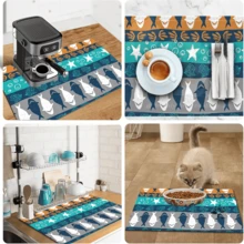 1pc Dish Drying Mat, Coffee Machine Mat, Ocean Style Cartoon Shark & Starfish Placemat, Kitchen Dish Absorbent Non-Slip Draining Mat, Table Cup Coaster Heat-Resistant Table Protector, Holiday Table Mat Table Decor, Kitchen Countertop Protection Draining Mat, Restaurant Table Placemat Multi-Purpose Table Absorbent Drying Mat, Room Table Protector, Holiday Gift, Kitchen Decor - XYLSD-768 - View 11