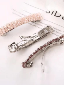 2 piezas Clip de primavera con cristal simple y temperamento - Multicolor - Ver 2