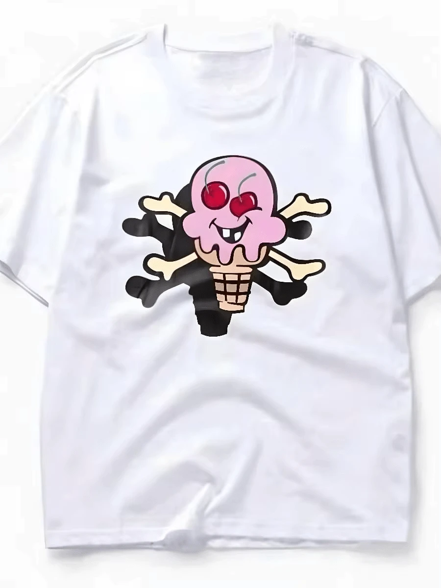 BBC Ice Cream Colorful Flying Dog Print Short-Sleeve T-Shirt, Top, Unisex - White - View 1