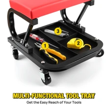 Nilight Rolling Mechanic Seat, 250 LBS Capacity Padded Mechanic Stool With Tool Tray Storage, Auto Repair,Red - A - View 2