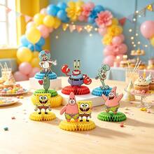 SpongeBob SquarePants Cartoon Honeycomb Desktop Decoration Set, Multiple 3D Honeycomb Desktop Ornaments, Suitable For Halloween, Thanksgiving, Christmas, Birthday And Various Holiday Party Table Decor - Multicolor - View 4