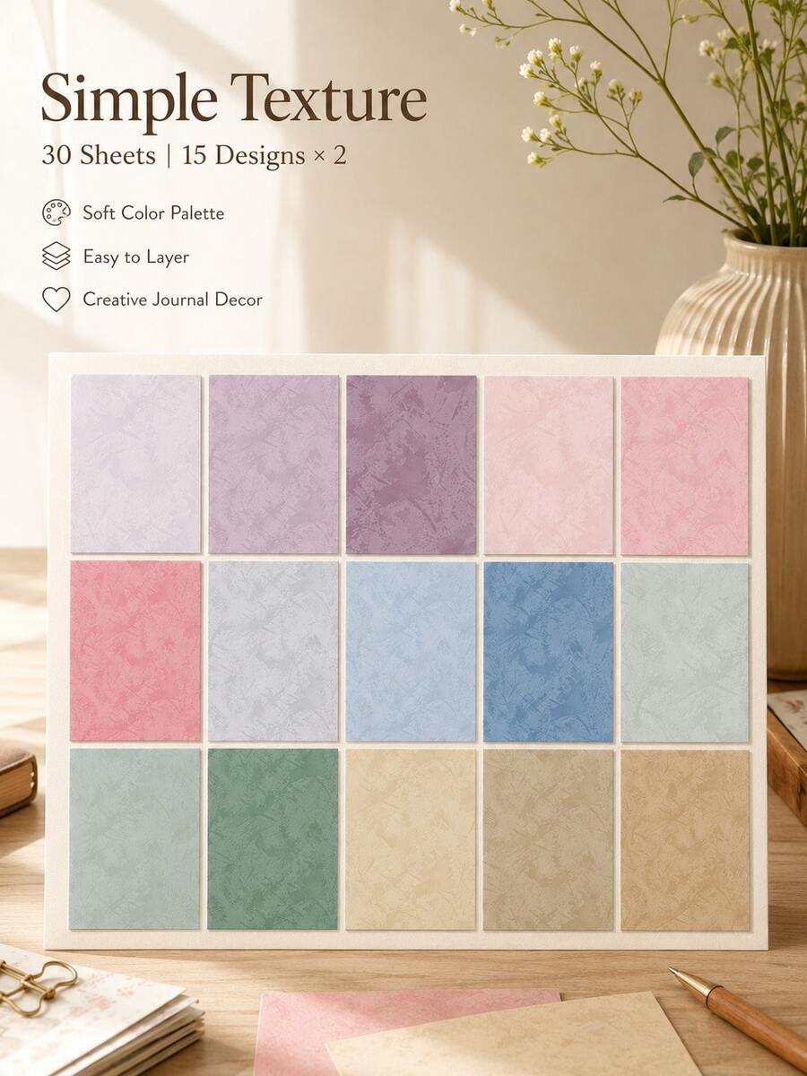 1pc Hot Ins Style Scrapbook Background Paper, 30 Sheets(15 Styles, 2 Sheets Per Style), Vintage Floral Texture Decorative Craft Paper, Journal Cover DIY Handmade Supplies. - Western Floral Pattern - View 1