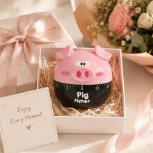 1pc Cartoon Pig Kitchen Timer, Cute Mechanical Cooking Countdown Timer, Battery-Free, Manual Egg Timer, Suitable For Baking, Cooking, Meal Prep And Learning, Portable Kitchen Gadget, Kitchen Countertop, Desk Decoration, Housewarming Gift - Multicolor - View 4