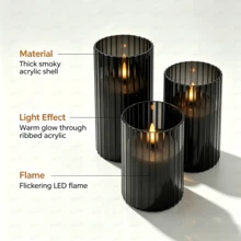 3pcs Remote Control Flameless LED Pillar Candles, Decorative Realistic Candles With Simulated Flickering Light, Smokeless, Suitable For Holiday Home Decor - LED Pillar Candles - View 11