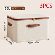 Foldable Linen Texture Fabric Storage Box With Zipper And Dual Handles, Dust-Proof Large Capacity Wardrobe Organizer Bin For Bedding, Clothing And Toys - Multicolor - View 7