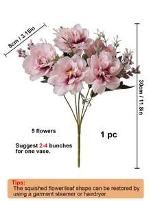 1/3 Buquê de Flores de Peônia Artificiais, Flores de Seda, Buquê de Peônia Falsa, Adequado para Decoração de Casa Estilo Fazenda, Centro de Mesa de Casamento Boêmio, Flores de Plástico Artificiais em Lote, Pode Ser Usado para Decoração de Vaso - Rosa Bebê - Visão 11