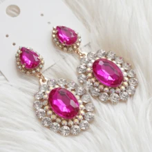 1pair Rhinestone Earrings,Elegant And Simple Dangling Women's Glass,English Water Drop Design,Water Droplet Suitable For Daily Wear And Parties - water droplets - View 7