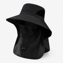 1pc Sun Protection Bucket Hat With Integrated Neck Guard, Breathable Wide Brim For Fishing, Hiking And Outdoor Activities - Multicolor - View 2