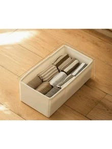 Foldable Fabric Drawer Storage Box Wardrobe Storage Hanging Bag Multi-Purpose Storage Bin With Dividers Clothes Accessories Bedroom Organization Home Decor Storage Solution - Beige - View 4
