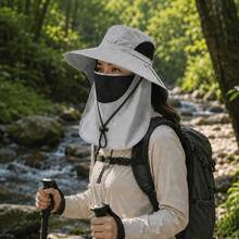 1pc Sun Protection Bucket Hat With Integrated Neck Guard, Breathable Wide Brim For Fishing, Hiking And Outdoor Activities - Multicolor - View 6