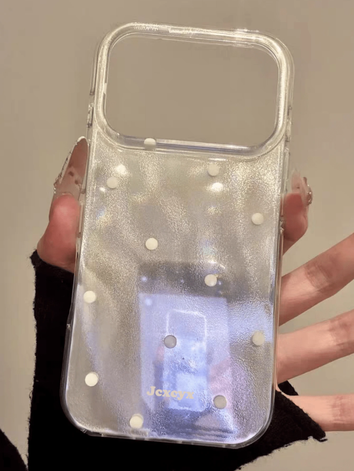 Casing Ponsel Minimalis Lucu Motif Aurora Laser Polka Dot Kompatibel dengan iPhone 17 Pro Max 17 Pro 13 14 15 16 Pro Max Plus 17 16 15 13 Fashion Tahan Guncangan Glitter Asimetris Efek Gelombang Air Mengkilap - Kuning muda - View 1