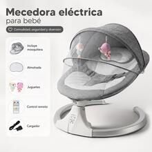 Smart Electric Baby Rocker With 5 Speeds, Bluetooth Music, And Mosquito Net - Grey - View 10