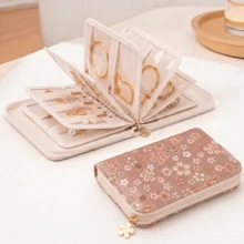 1pc Embroidered Jewelry Organizer Pouch - A Portable, High-Capacity Fabric Bag With Anti-Tarnish Protection. Ideal For Storing Gold And Silver Accessories, This Organizer Features Multiple Layers And Smart Compartments - Multicolor - View 5