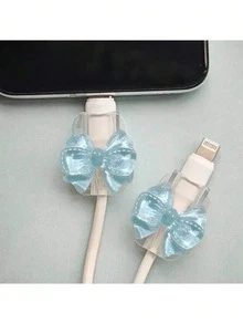 2pcs Cute Pink Bow Cable Protectors, Suitable For Lightning And Type-C Charging Cables - Multicolor - View 8