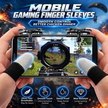 Mobile Game Triggers, Compatible With IPhone And Android, L1 R1 Game Triggers, Zero Latency, Fast Aiming, No Screen Obstruction, CODM Controller Shooting (2 Buttons), Comes With 4 Lightweight, Breathable, Sweat-Absorbing Silver Fiber Game Finger Sleeves (Suitable For All Touchscreen Gaming Devices) - Silver - View 3