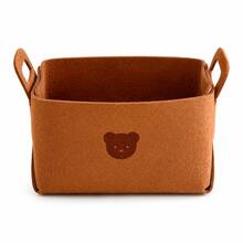 1/3pcs Felt Pet Storage Basket With Hollow Handle And Bear Pattern, Large Capacity Dog Toy Storage Bin, Can Store Leashes, Grooming Supplies, Blankets And Daily Essentials, Foldable Decorative Storage Bucket, Suitable For Bedroom, Living Room, Entryway, Perfect For Pet Owners - Burnt Orange - View 5