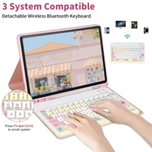 4-In-1 Keyboard Protective Case, Compatible With Samsung Galaxy Tab And , Redm  SE, Includes Detachable Wireless Bluetooth Keyboard (150mAh) And Mouse, Tablet Protective Cover With Pen Slot (Desert Color) - 甜點 - 查看 3